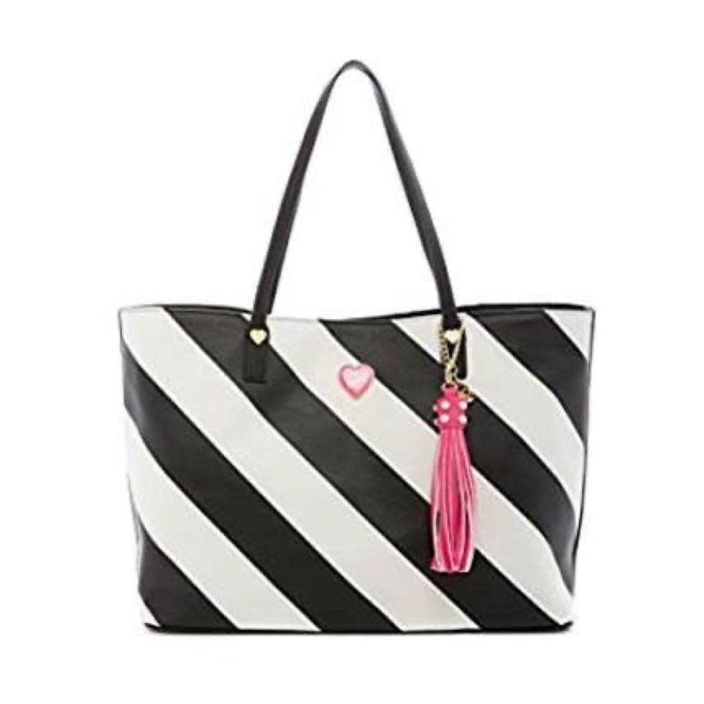 Betsey Johnson All That Jazz striped Faux Leather Tote
